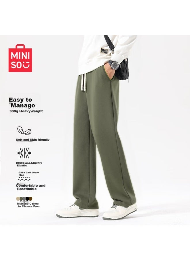 Mingchuang Youpin Miniso Men's Straight Loose Plus Size Simple Drape Summer Sports Casual Pants Youth Z Grey Green XL - Image 1