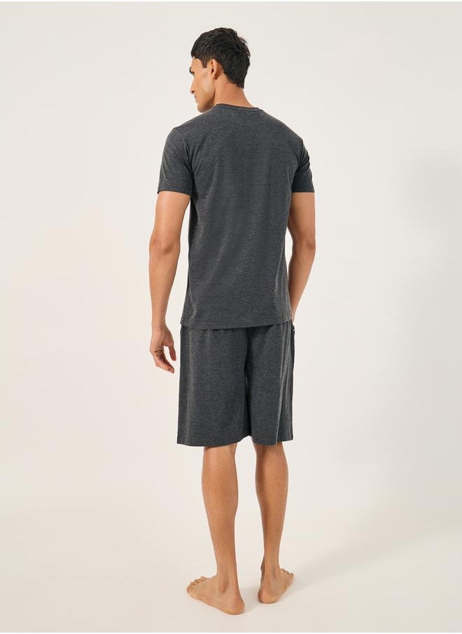 Styli Chest Print Crew Neck T-Shirt and Shorts Set  - Image 5