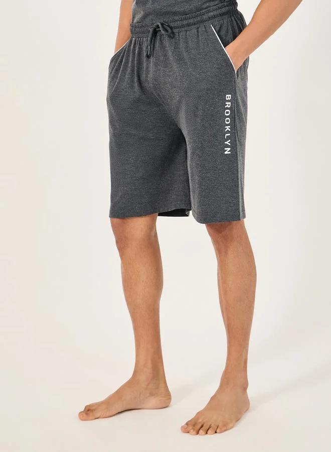 Styli Chest Print Crew Neck T-Shirt and Shorts Set