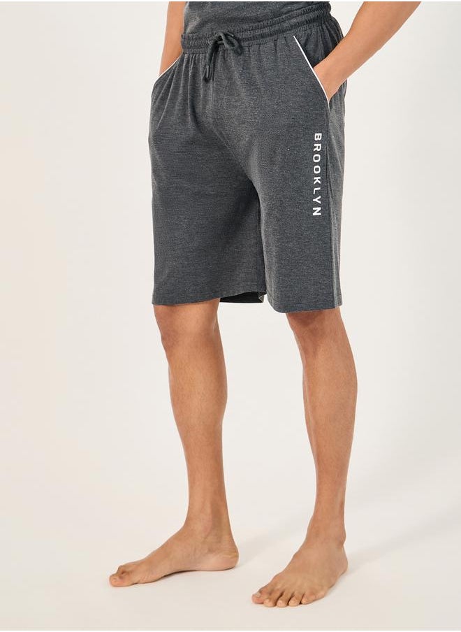 Styli Chest Print Crew Neck T-Shirt and Shorts Set  - Image 4