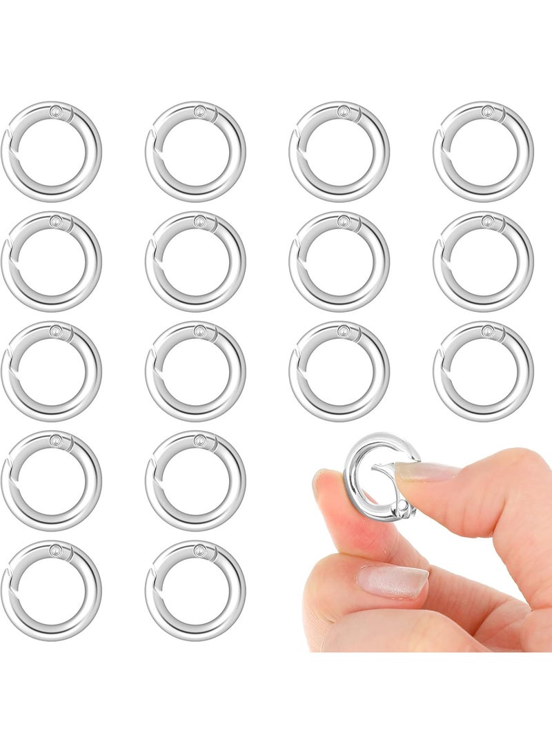 سونسر 16 قطعة من حلقات الربيع الدائرية 1/2 بوصة حلقات مفاتيح مستديرة سريعة التحرير حلقات مفاتيح للصناعات اليدوية حلقات مفاتيح صغيرة للمحفظة وحزام الحقيبة ومفاتيح المجوهرات (فضية) - Image 1