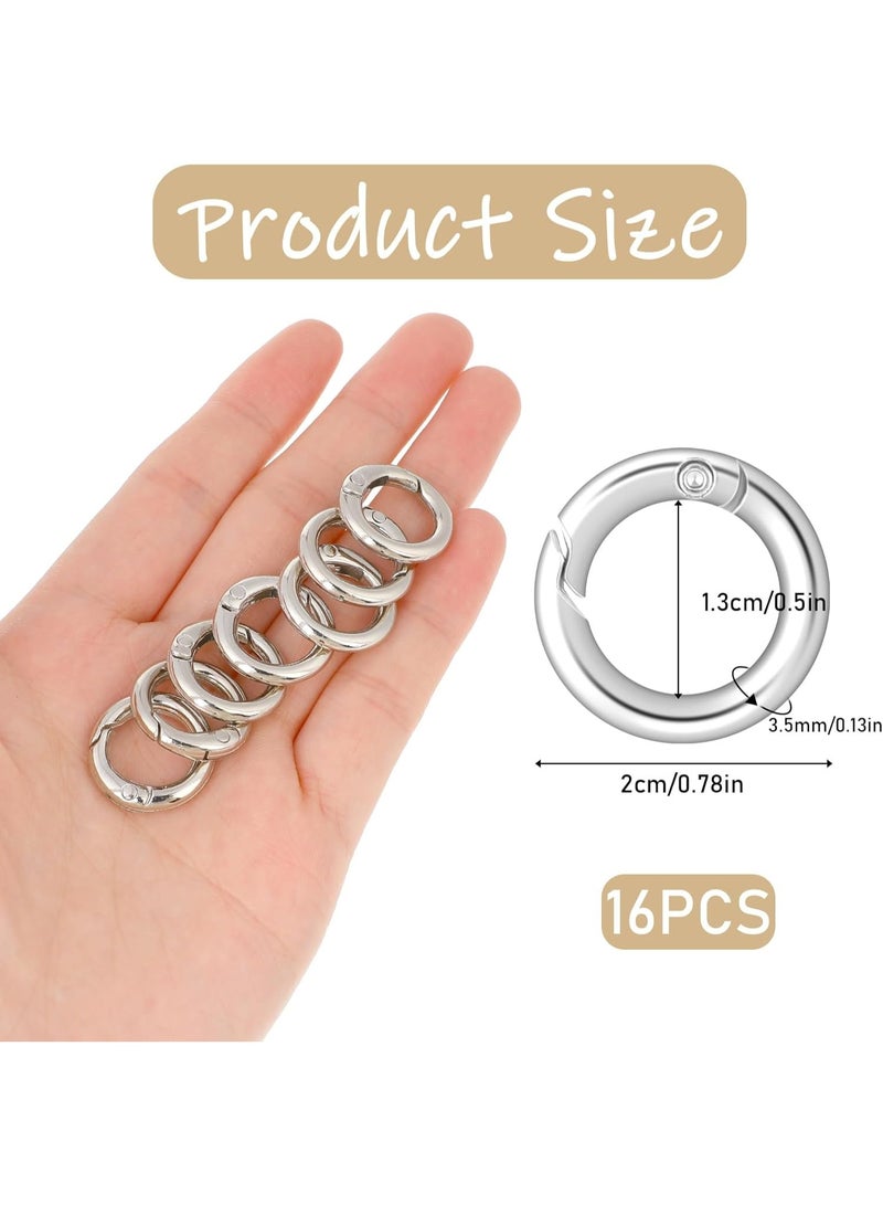 سونسر 16 قطعة من حلقات الربيع الدائرية 1/2 بوصة حلقات مفاتيح مستديرة سريعة التحرير حلقات مفاتيح للصناعات اليدوية حلقات مفاتيح صغيرة للمحفظة وحزام الحقيبة ومفاتيح المجوهرات (فضية) - Image 2