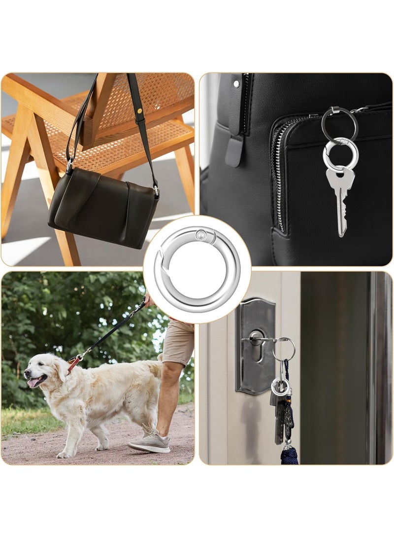 سونسر 16 قطعة من حلقات الربيع الدائرية 1/2 بوصة حلقات مفاتيح مستديرة سريعة التحرير حلقات مفاتيح للصناعات اليدوية حلقات مفاتيح صغيرة للمحفظة وحزام الحقيبة ومفاتيح المجوهرات (فضية) - Image 4