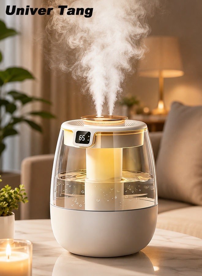 Univer Tang 2L Humidifier with Light and Humidity Display, Humidifier and Air Purifier with 2 Nozzles and Night Light Function, Quiet,Humidifier for Home Dormitory Office Bedroom Desttop,White - Image 1