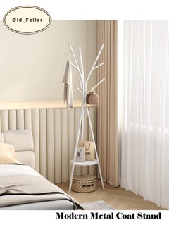 Old_Feller Modern Metal Coat Rack Hat Stand Free Standing Display Hall Tree Metal Hat Hanger Garment Storage Holder with 9 Hooks for Clothes Hats and Scarves in,White  - Image 1