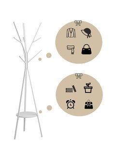 Old_Feller Modern Metal Coat Rack Hat Stand Free Standing Display Hall Tree Metal Hat Hanger Garment Storage Holder with 9 Hooks for Clothes Hats and Scarves in,White  - Image 4