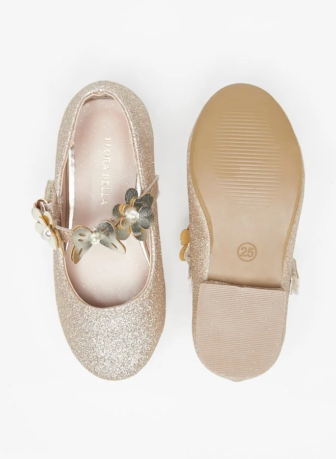 فلورا بيلا Girls Floral Embellished Round Toe Ballerinas