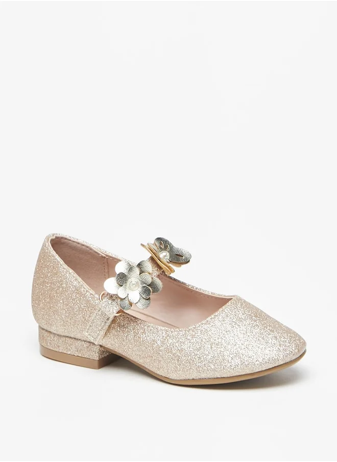 فلورا بيلا Girls Floral Embellished Round Toe Ballerinas