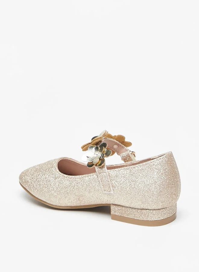 فلورا بيلا Girls Floral Embellished Round Toe Ballerinas