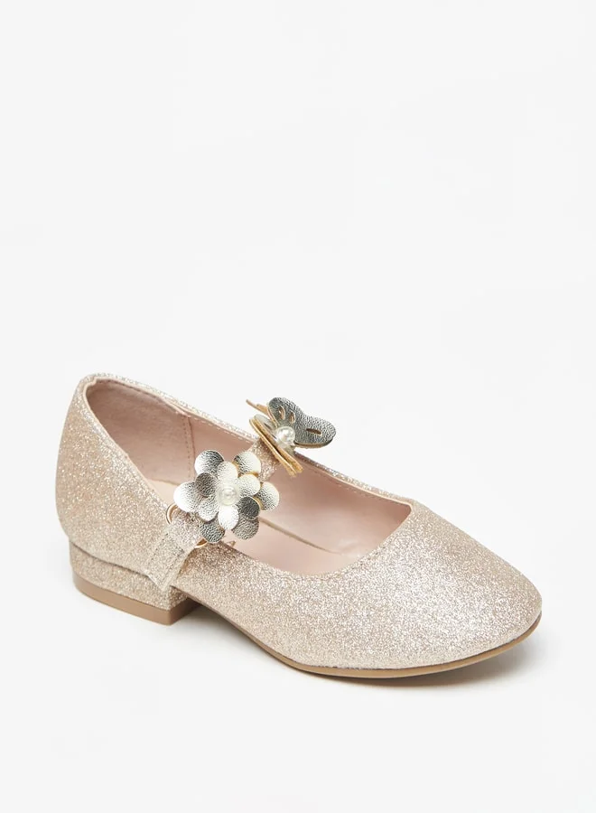 فلورا بيلا Girls Floral Embellished Round Toe Ballerinas