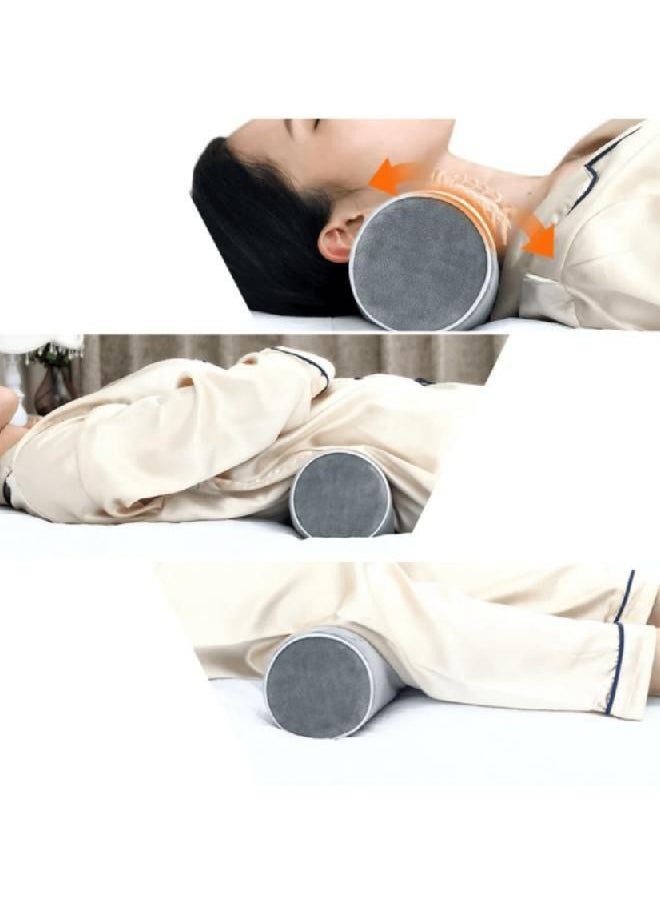 Memory Foam Round Neck Pillow for Use While Sleeping, Extra Support Pillow for Spinal Alignment Grey