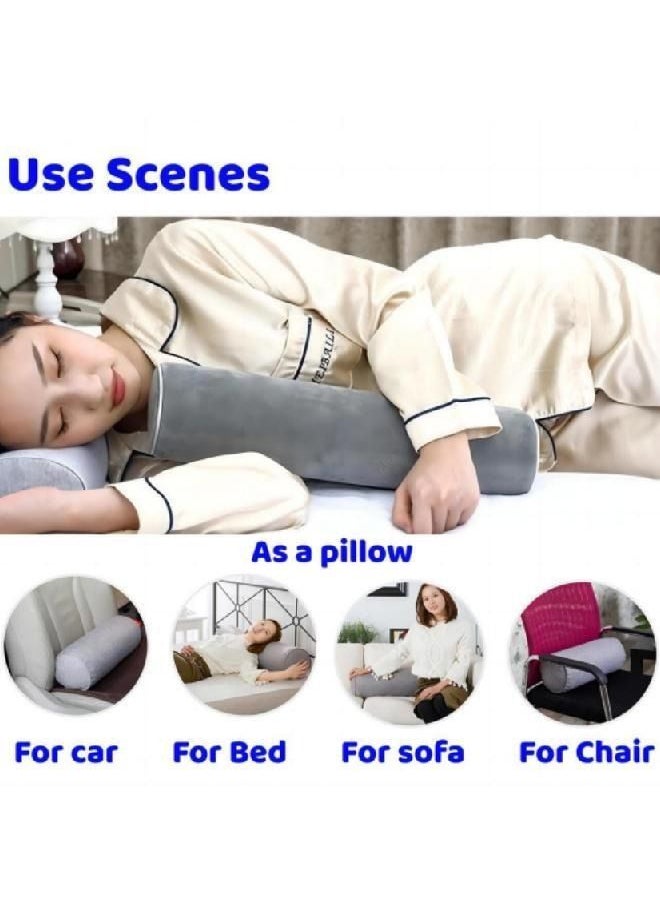 Memory Foam Round Neck Pillow for Use While Sleeping, Extra Support Pillow for Spinal Alignment Grey