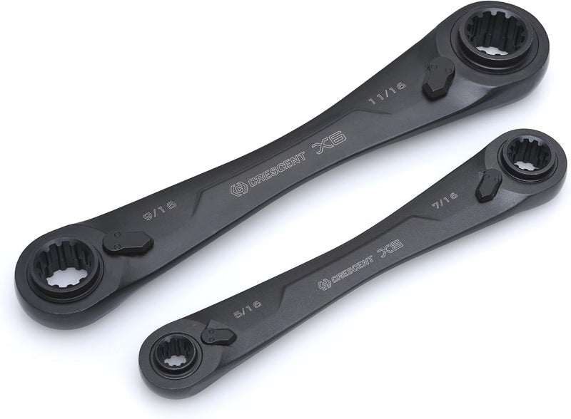 Crescent 2 Piece X6™ 4-in-1 Black Oxide Spline Ratcheting SAE Wrench Set - CX6DBS2 - Image 1