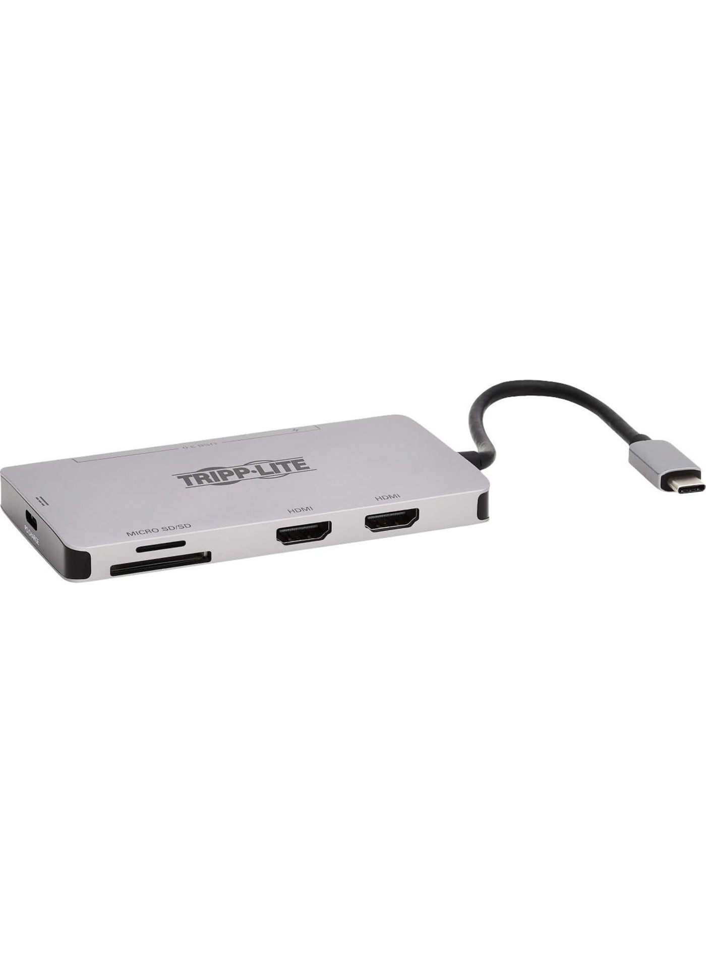 Tripp Lite USB-C Two-Monitor HDMI Laptop/Smart Phone Docking Station, 4K @ 60 Hz (4:4:4), USB-A Hub, SD & MicroSD Memory Card, 100W Power Delivery USB-C Charging (U442-DOCK8-GG)