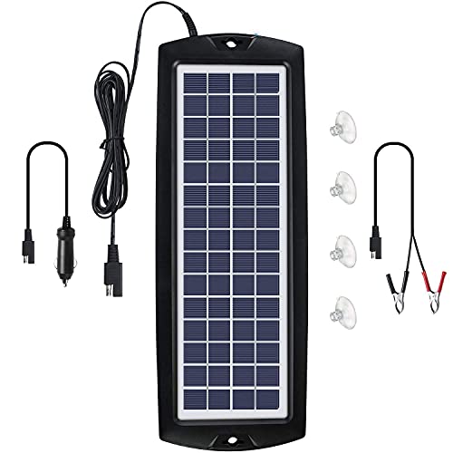 Sunway Solar Car Battery Trickle Charger & Maintainer 12V Solar Panel Power Kit Portable Backup for Car Automotive RV Marine Boat Motorcycle Truck Trailer Tractor Powersports Snowmobile Farm Equipment - Image 1