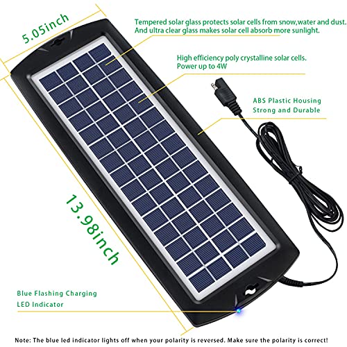 Sunway Solar Car Battery Trickle Charger & Maintainer 12V Solar Panel Power Kit Portable Backup for Car Automotive RV Marine Boat Motorcycle Truck Trailer Tractor Powersports Snowmobile Farm Equipment - Image 2