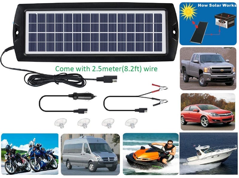 Sunway Solar Car Battery Trickle Charger & Maintainer 12V Solar Panel Power Kit Portable Backup for Car Automotive RV Marine Boat Motorcycle Truck Trailer Tractor Powersports Snowmobile Farm Equipment - Image 3