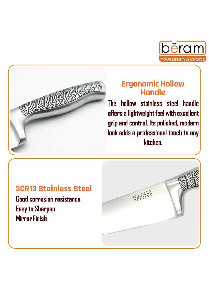 BERAM 8 Inch Proffessional Chef Knife with SS Design Hollow Handle 3CR13 Stainless Steel Blade Ergonomic Durable Sharp Professional Kitchen Knife for Chopping Slicing Mincing - Image 3