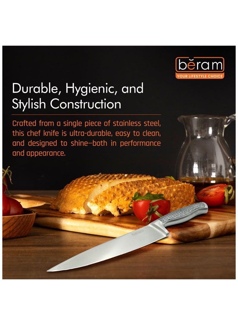 BERAM 8 Inch Proffessional Chef Knife with SS Design Hollow Handle 3CR13 Stainless Steel Blade Ergonomic Durable Sharp Professional Kitchen Knife for Chopping Slicing Mincing - Image 4