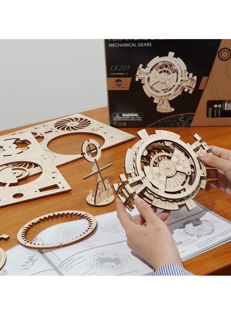 ROKR ROKR Perpetual Calendar LK201, Assembly Brain Teaser 3D Wooden Puzzle DIY Build Model Crafts Kits, Unique Home Decor Birthday Gifts for Teens or Adults - Image 3