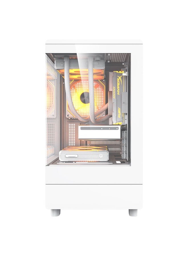دارك فلاش كيس كمبيوتر ألعاب DARKFLASH DB330MW Micro-ATX، زجاج مقوى مزدوج، أبيض - Image 2