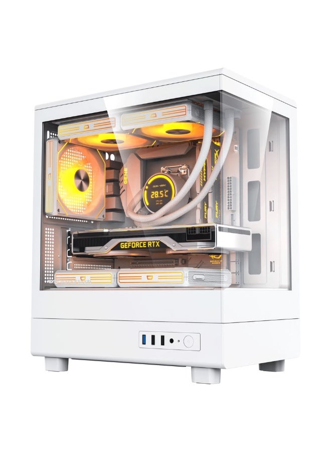 دارك فلاش كيس كمبيوتر ألعاب DARKFLASH DB330MW Micro-ATX، زجاج مقوى مزدوج، أبيض - Image 1