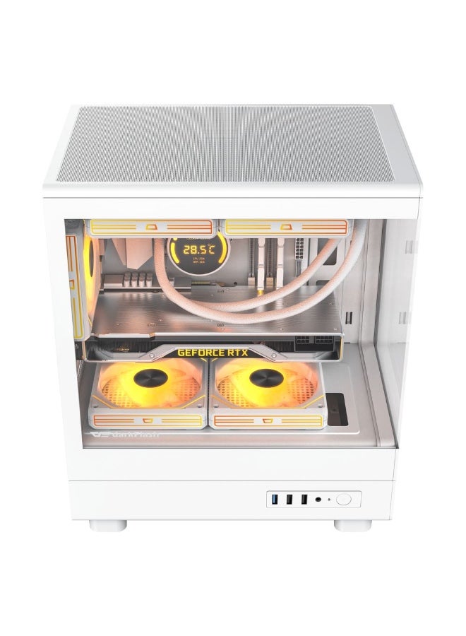 دارك فلاش كيس كمبيوتر ألعاب DARKFLASH DB330MW Micro-ATX، زجاج مقوى مزدوج، أبيض - Image 3