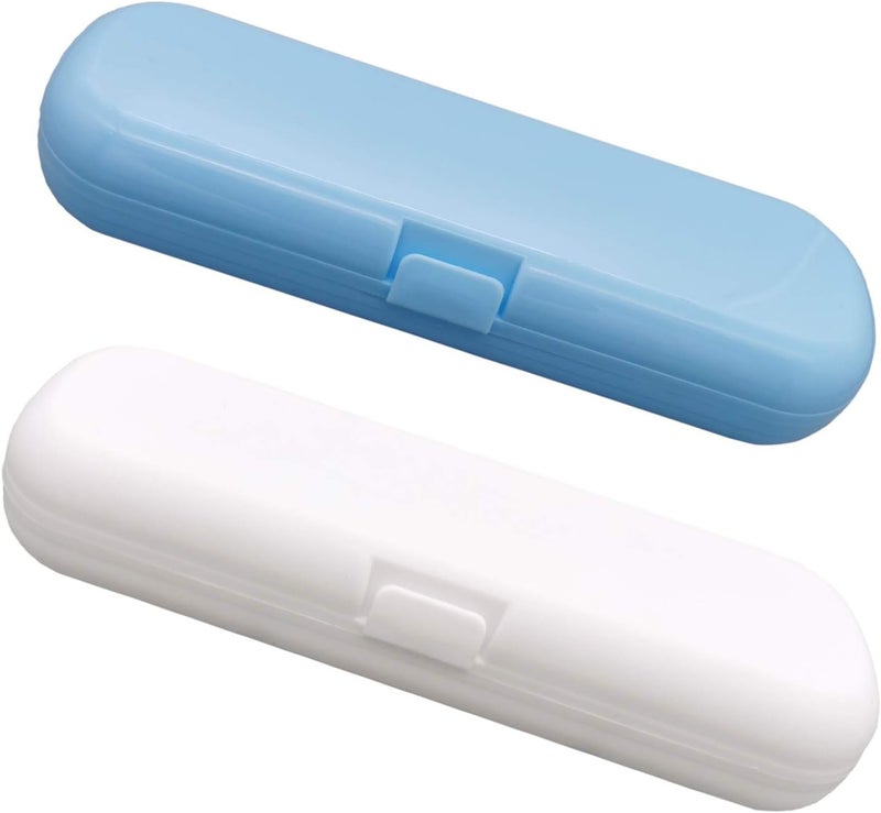 هوفيستي حافظة سفر لفرشاة الأسنان الكهربائية من (قطعتان)، حامل فرشاة أسنان محمول لفرشاة Oral-B Pro ومجموعات فرشاة الأسنان الكهربائية الأخرى (أزرق وأبيض) - Image 1