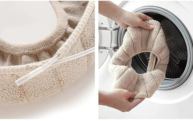 DHYANI DHYANI Toilet Seat Cover Washable Toilet Seat Cushion MatToilet Winter Washable Toilet Seat Lid Cover Pad Toilet coverBathroom Soft Thicker Warmer Stretchable Washable Cloth Toilet Seat Cover Pads - Image 4