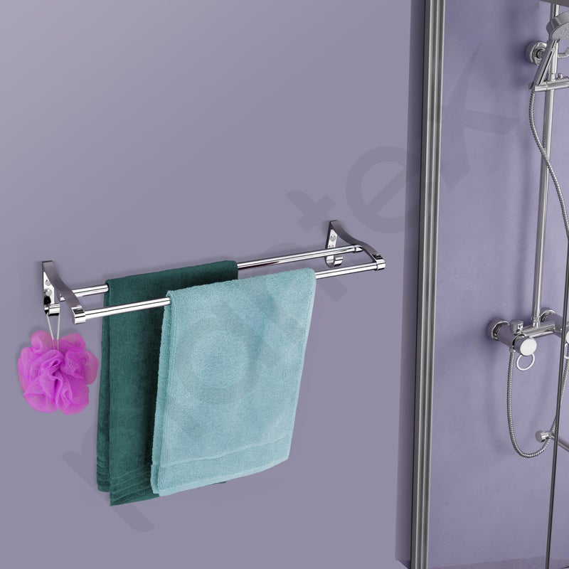 Plantex Stainless Steel Dual Towel Rod for Bathroom/Towel Hanger/Towel Holder Stand/Bathroom Accessories (18 Inch - Chrome) - Image 2