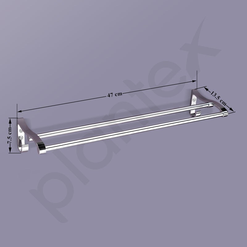Plantex Stainless Steel Dual Towel Rod for Bathroom/Towel Hanger/Towel Holder Stand/Bathroom Accessories (18 Inch - Chrome) - Image 3