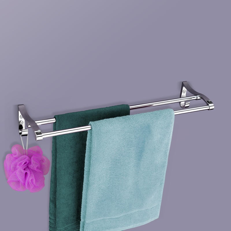 Plantex Stainless Steel Dual Towel Rod for Bathroom/Towel Hanger/Towel Holder Stand/Bathroom Accessories (18 Inch - Chrome) - Image 1