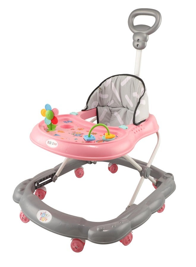 JoyRide Kidzoo BabyGo Walker Compact Foldable Activity Walker with Adjustable Height & Parental Handle for Boys|Girls Age 6+ Months Pink - Image 1