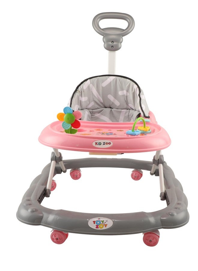 JoyRide Kidzoo BabyGo Walker Compact Foldable Activity Walker with Adjustable Height & Parental Handle for Boys|Girls Age 6+ Months Pink - Image 3