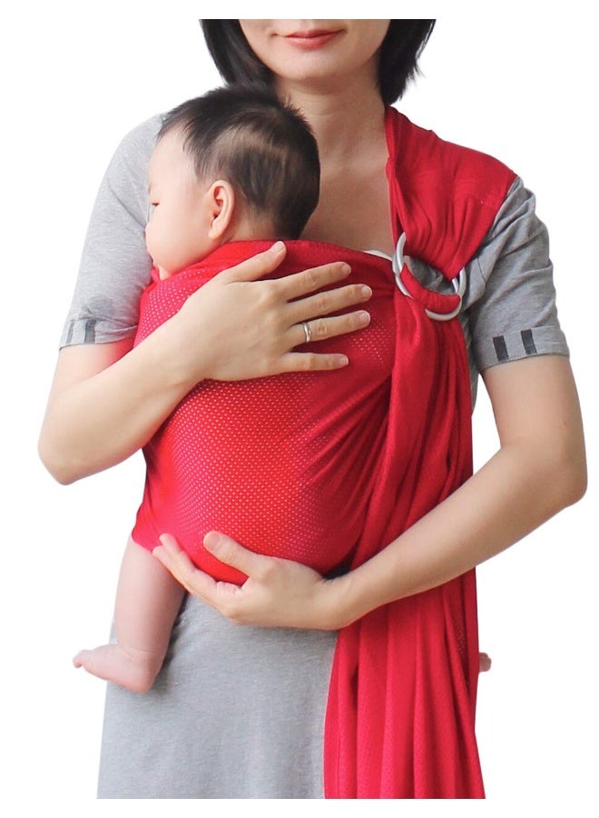Vlokup Baby Water Ring Sling Carrier | Lightweight Breathable Mesh Baby Wrap for Infant, Newborn, Kids and Toddlers | Perfect for Summer, Swimming, Pool, Beach | Great for Dad Too Red - Image 1