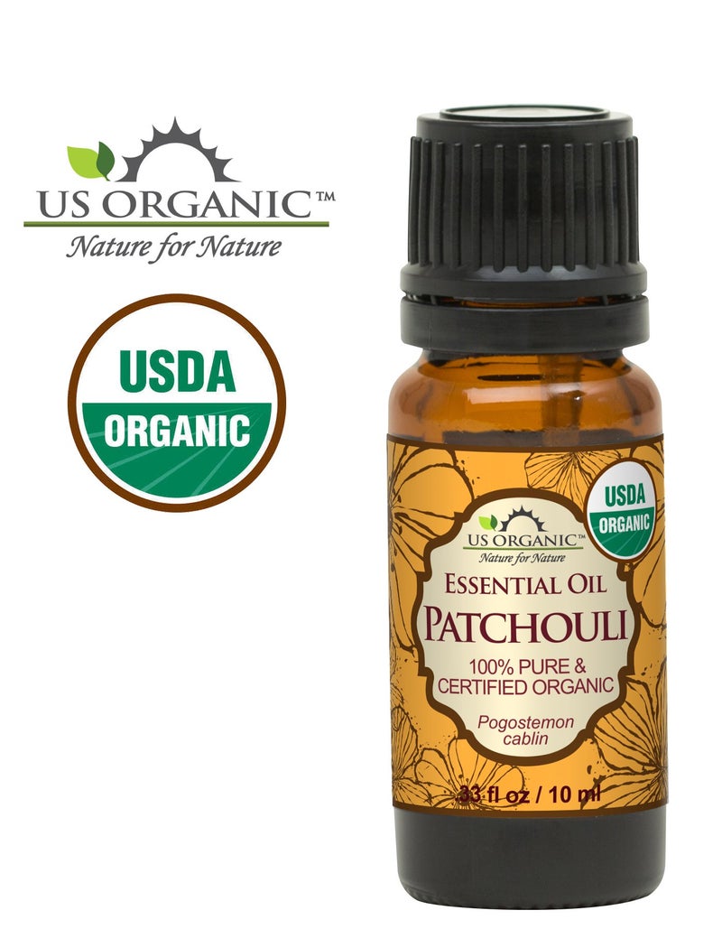 US Organic زيت الباتشولي الأساسي النقي 100% العضوي من الولايات المتحدة - معتمد من وزارة الزراعة الأمريكية، مقطر بالبخار - مع قطارات يورو (تتوفر أحجام مختلفة) (10 مل / 0.33 أونصة سائلة) - Image 3