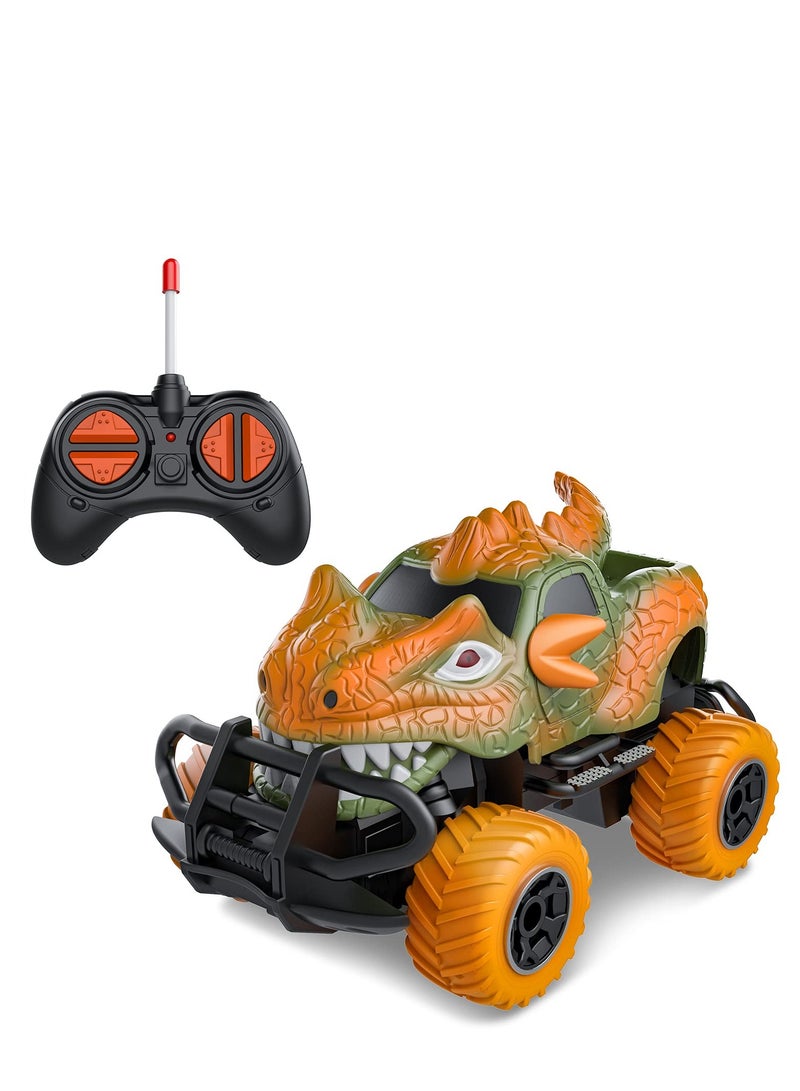 SYOSI Remote Control Racing Car, RC Toys for 4-5 Year Old Boys, Dinosaur Remote Control Cars, Toddlers Toys Mini Electric Sport RC Car, Mini Dino Cars, Monster Truck for Toddlers Birthday Gifts(Orange) - Image 1