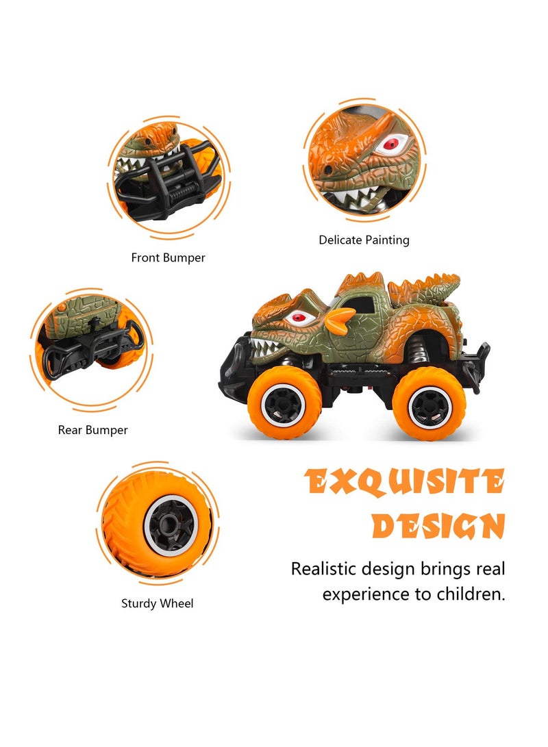 SYOSI Remote Control Racing Car, RC Toys for 4-5 Year Old Boys, Dinosaur Remote Control Cars, Toddlers Toys Mini Electric Sport RC Car, Mini Dino Cars, Monster Truck for Toddlers Birthday Gifts(Orange) - Image 4