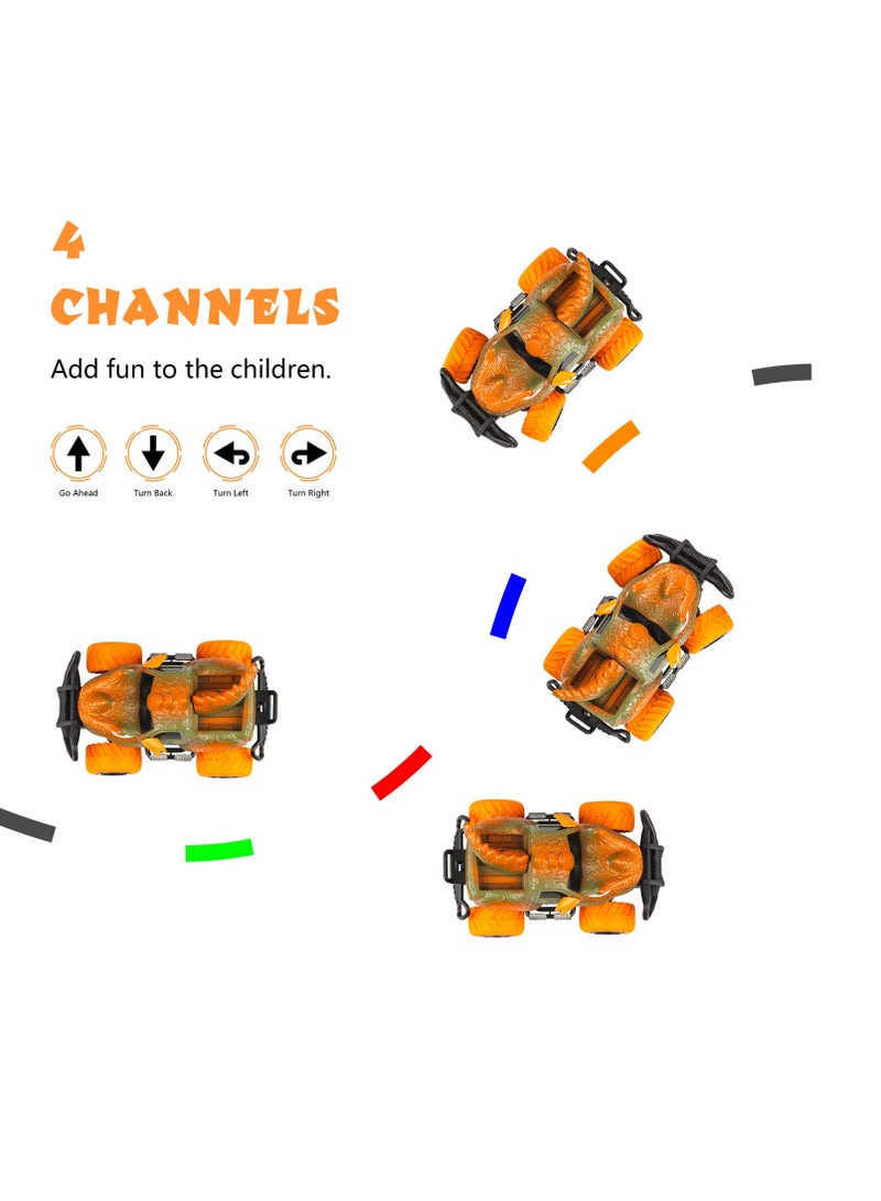 SYOSI Remote Control Racing Car, RC Toys for 4-5 Year Old Boys, Dinosaur Remote Control Cars, Toddlers Toys Mini Electric Sport RC Car, Mini Dino Cars, Monster Truck for Toddlers Birthday Gifts(Orange) - Image 3