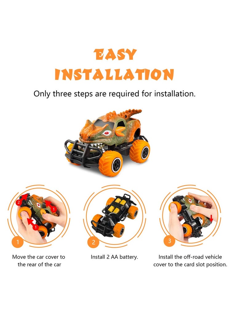 SYOSI Remote Control Racing Car, RC Toys for 4-5 Year Old Boys, Dinosaur Remote Control Cars, Toddlers Toys Mini Electric Sport RC Car, Mini Dino Cars, Monster Truck for Toddlers Birthday Gifts(Orange) - Image 5
