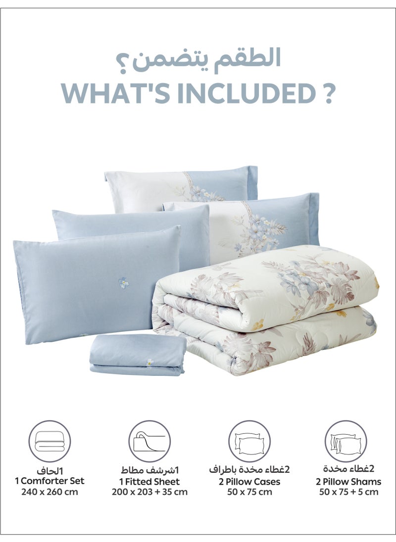 Donetella Comforter Set 6-Pcs Double Size All Season Reversible Microfiber Printed Comforter Bedding Set With Super Soft Down Alternative Filling, Moon Mist  - Image 5