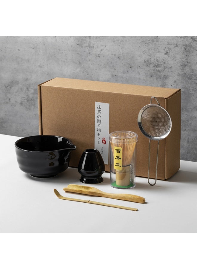 6-Piece Matcha Tea Set Includes Matcha Chawan 、Chasen 、Chasenk Holder、Tea Spoon、 Tea Sieve 、Scraper Sandle,Perfect Set to a Traditional of Matcha