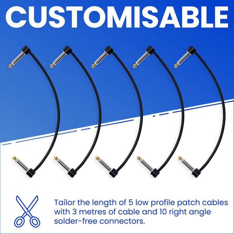 Crosby Solderless Pedalboard Cable Kit - No Cable Stripping Required, 10 Feet of Cable & 10 Gold Tip Connectors with Magnetic Screws & Screwdriver Make 5 DIY Custom Patch Cables - Image 2