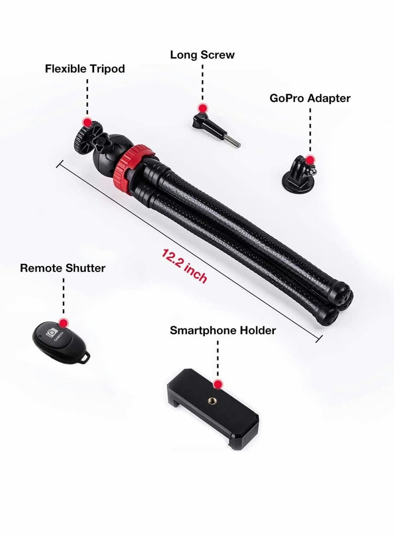 Tripod for iPhone and Camera Lightweight Tripods for Smartphone with Mount for Camera for GoPro Mobile Cell Phone Bendable Small Tripod Stand Holder Portable for iPhone Tripod for Live Streaming - Image 2
