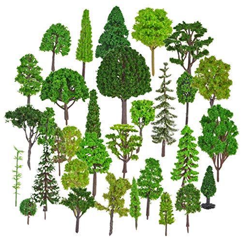 Tayfremn 30pcs Model Trees Train Railroad Scenery Architecture Trees, Mixed Model Tree Fake Trees for DIY Crafts Building Model Scenery Landscape Decoration 1.5-7.9 inch(4-20cm) - Image 1