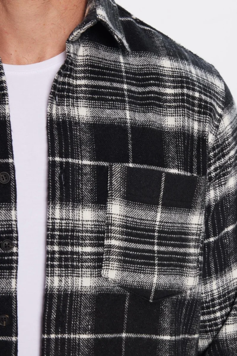 Tudors Men's Classic Fit Regular Cut Lumberjack Single Pocket Checkered Winter Shirt