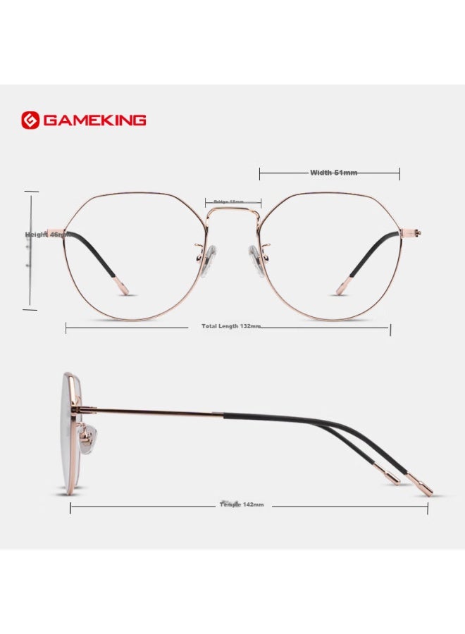 Gameking Blue Light Blocking Radiation Protection Gl Uni Titanium Frame Clear Lens Anti-blue Light Anti-radiation Eyewear With Prescription 8029 Rose Gold