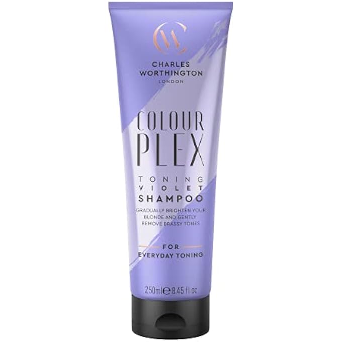 CHARLES WORTHINGTON COLOURPLEX TONING VIOLET SHAMPOO, BLONDE SHAMPOO TO TONE AND BRIGHTEN, PURPLE SHAMPOO FOR BLONDE HAIR, BLONDE TONER FOR WOMEN AND MEN, SALON SHAMPOO FOR BLONDES, 250 ML - Image 1