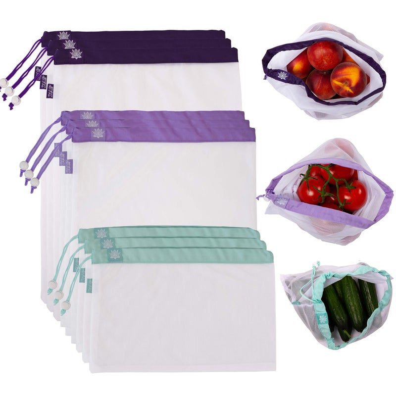 Lotus Trolley Bag Lotus Reusable Produce Bags Washable Produce Mesh Bag for Vegetable Storage Eco Friendly Reusable Produce Storage Net Bag for Potato Fruits and Toys 3 Size Mesh Bags  Set of 9 