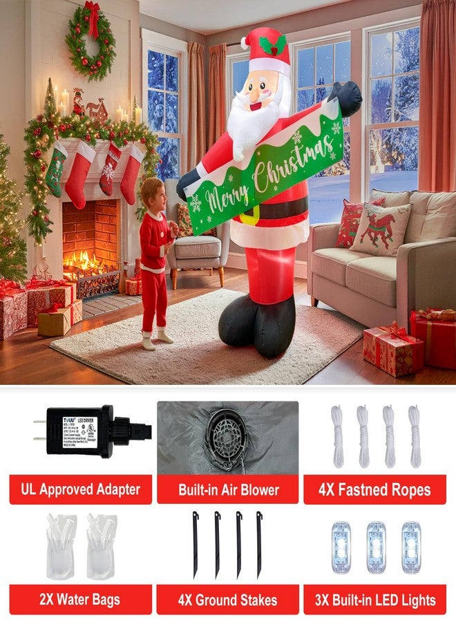 أور ورم زينة عيد الميلاد الخارجية القابلة للنفخ من OurWarm بطول 6 أقدام، زينة بابا نويل قابلة للنفخ مع لافتة قابلة للفصل، زينة عيد الميلاد القابلة للنفخ للحديقة والفناء الخارجي والداخلي - Image 4